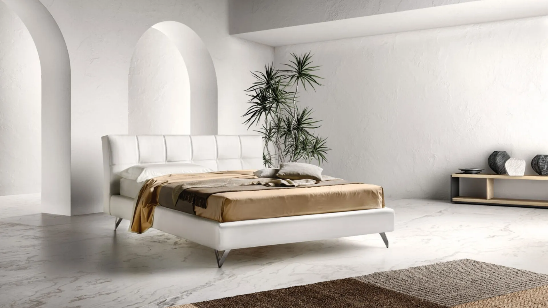 Letto con testiera in tessuto trapuntato Contemporary di Bside