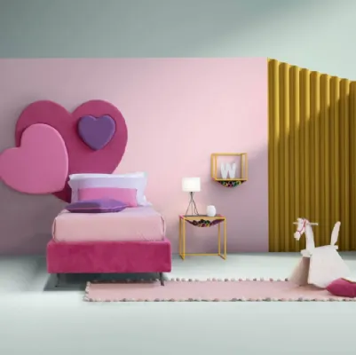 Letto moderno singolo con testiera a forma di cuore Sweet di Bside