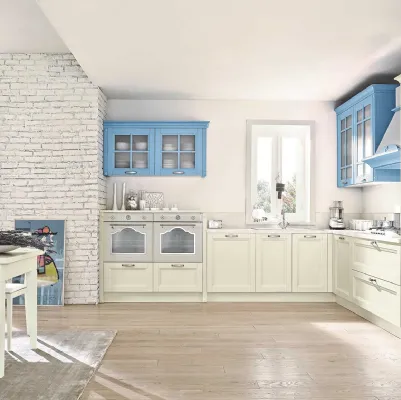 Cucina Classica angolare Country Decapè 01 finitura Magnolia e Azzurro di GM Cucine