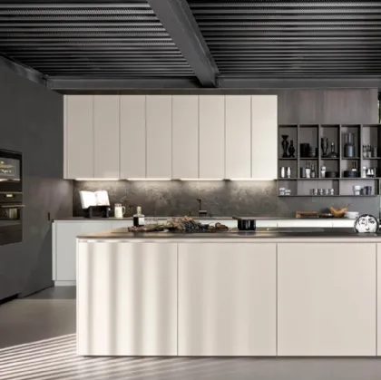 Cucina Design con isola Lain Project 3 in laccato opaco di Euromobil