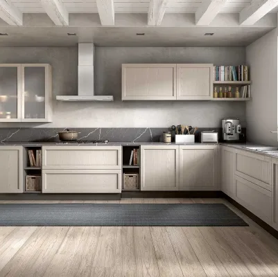 Cucina Moderna angolare Class 03 in legno finitura laccato Dune di GM Cucine