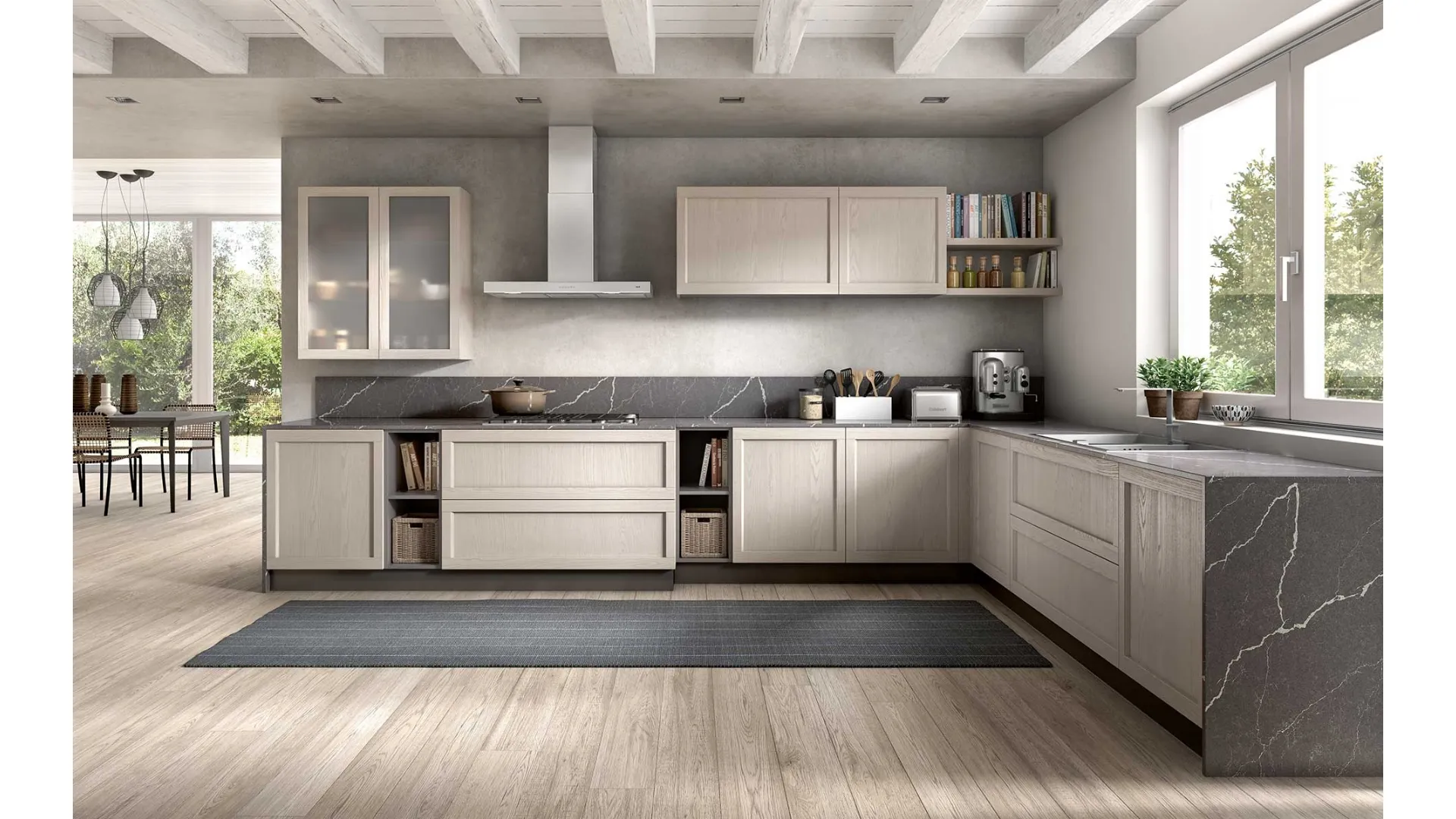 Cucina Moderna angolare Class 03 in legno finitura laccato Dune di GM Cucine