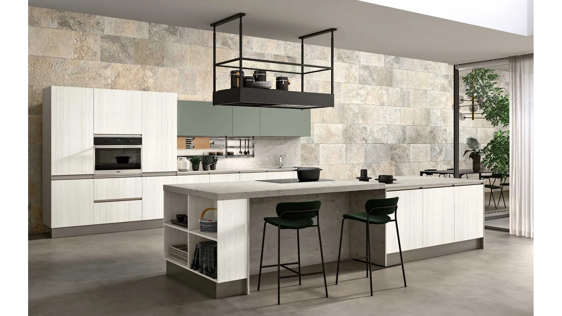 Cucina Moderna con isola Joy 01 in melaminico di GM Cucine